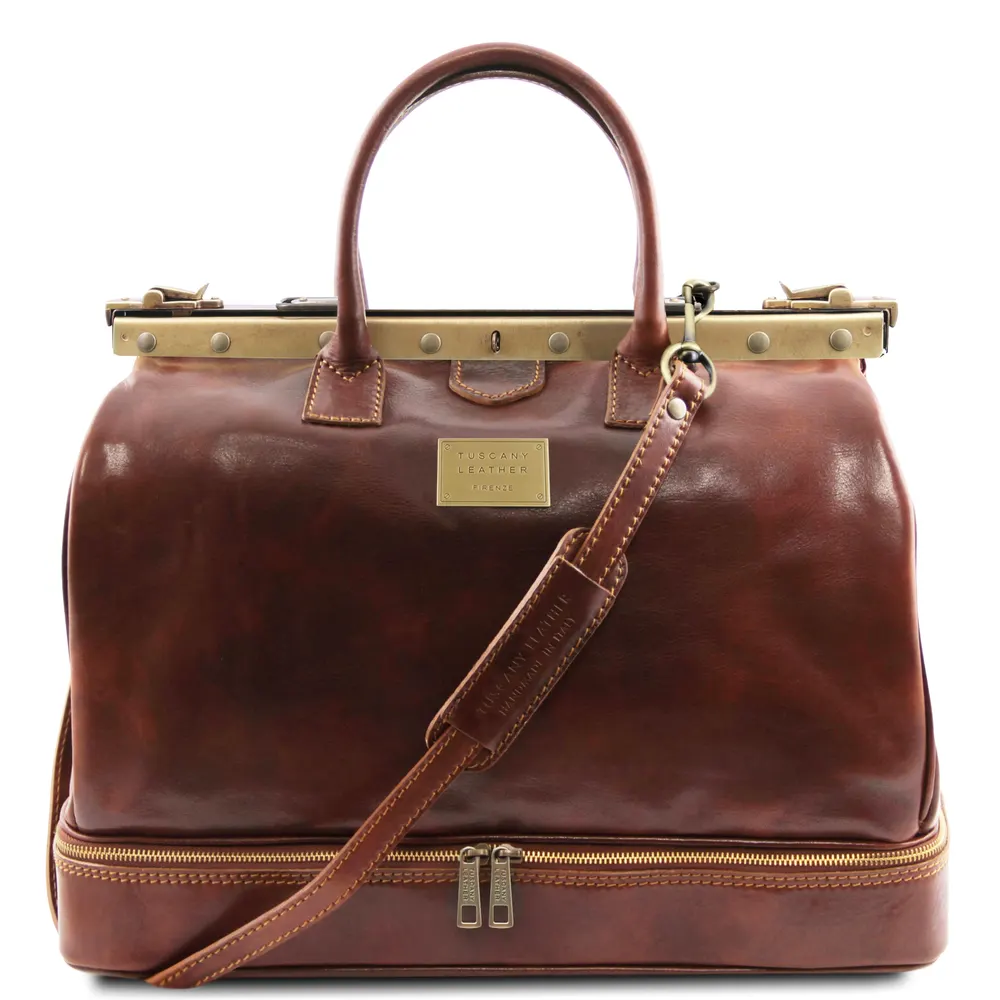 Barcellona Double-bottom Gladstone Leather Bag