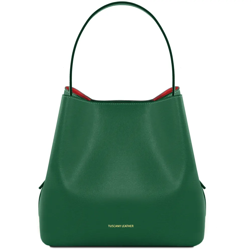 Arianna Saffiano leather secchiello bag with inside clutch