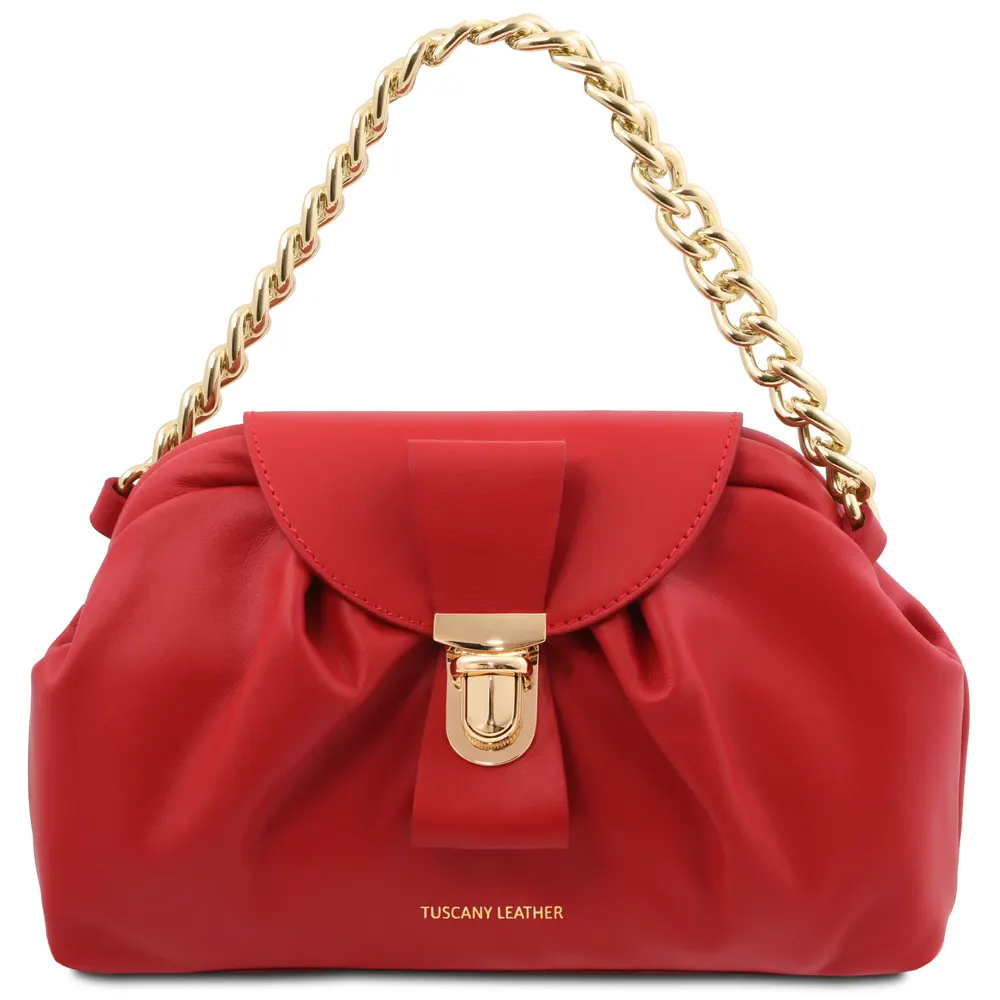Lara Soft leather clutch with chain strap