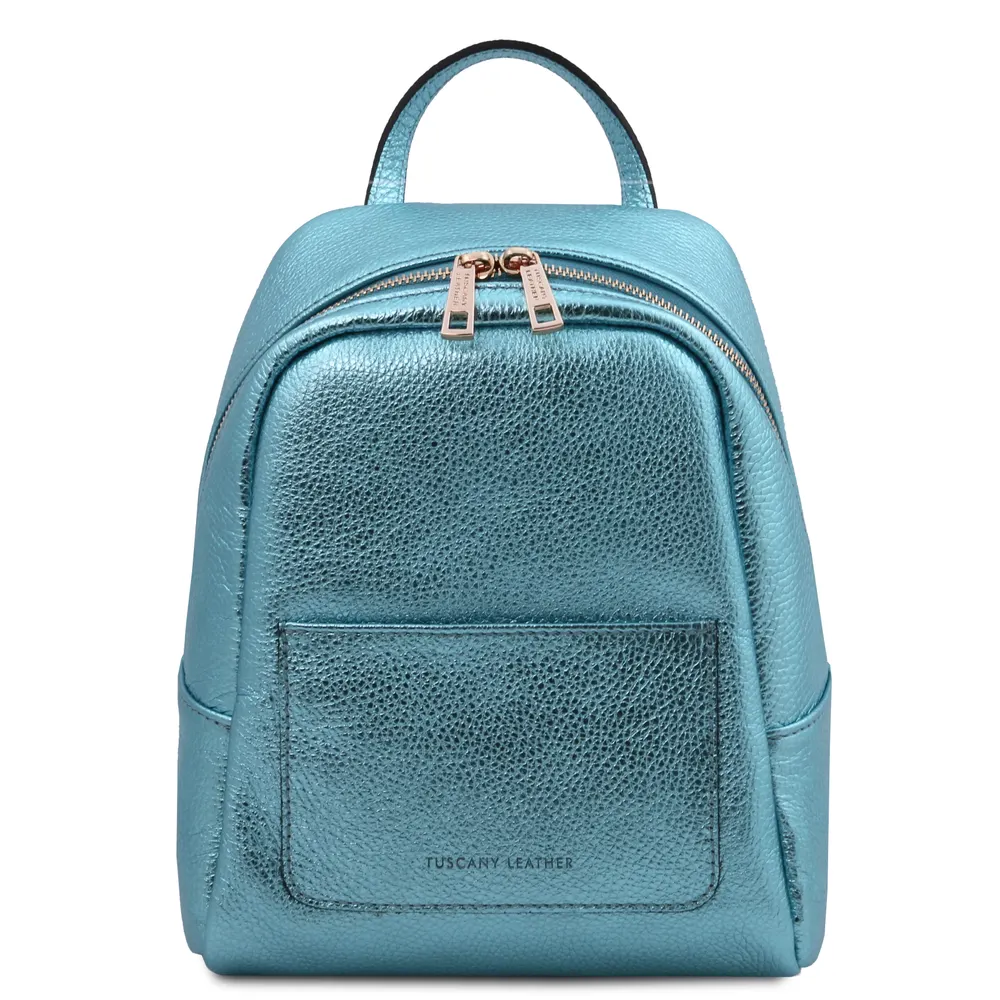 TL Bag Small metallic leather backpack for women