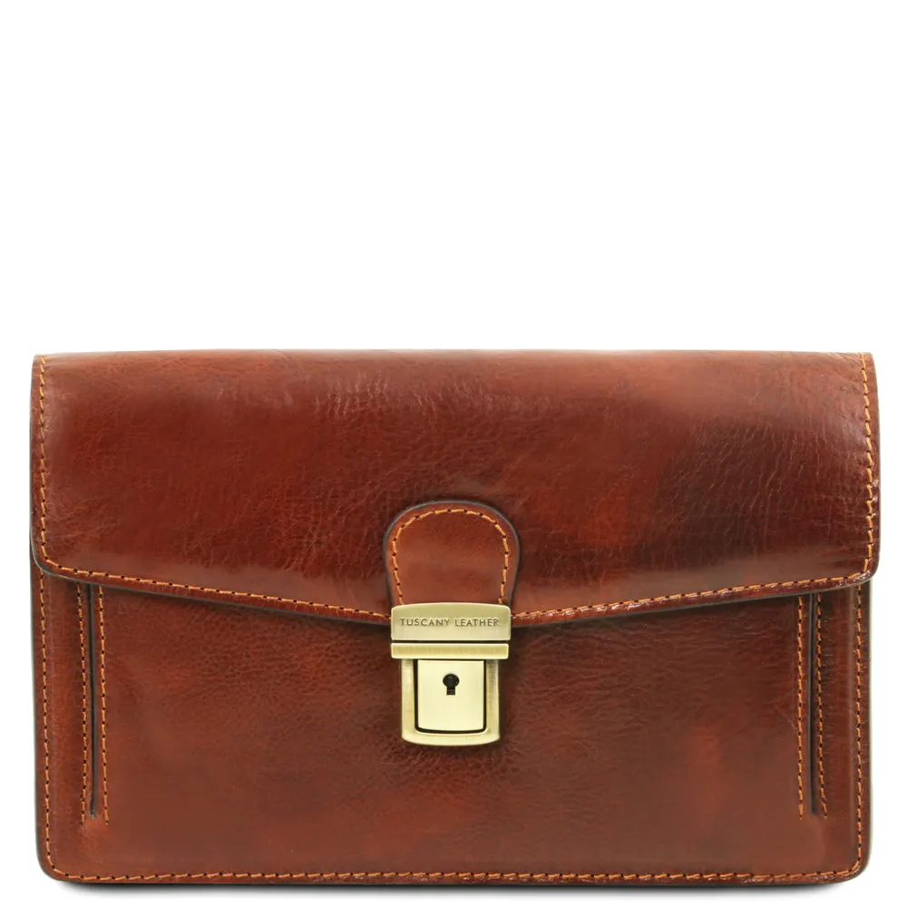 Tommy Exclusive leather handy wrist bag for men