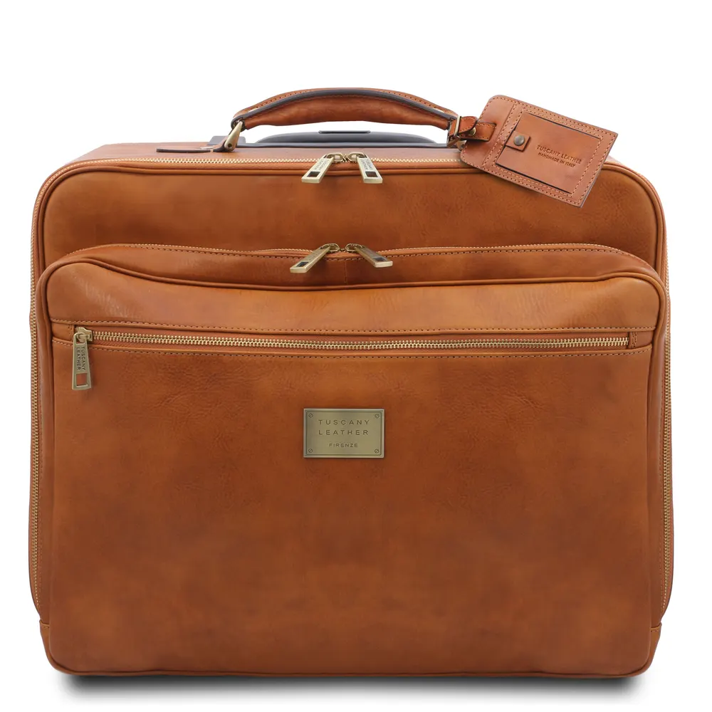 Varsavia Leather pilot case with two wheels
