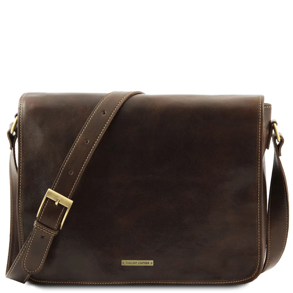 Messenger double Crossbody leather bag