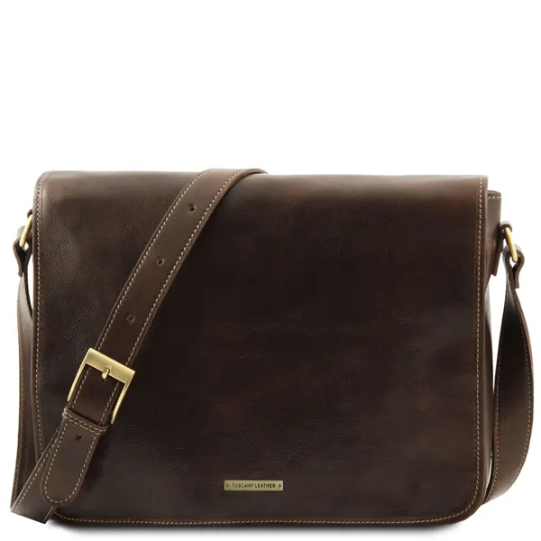Messenger double Crossbody leather bag