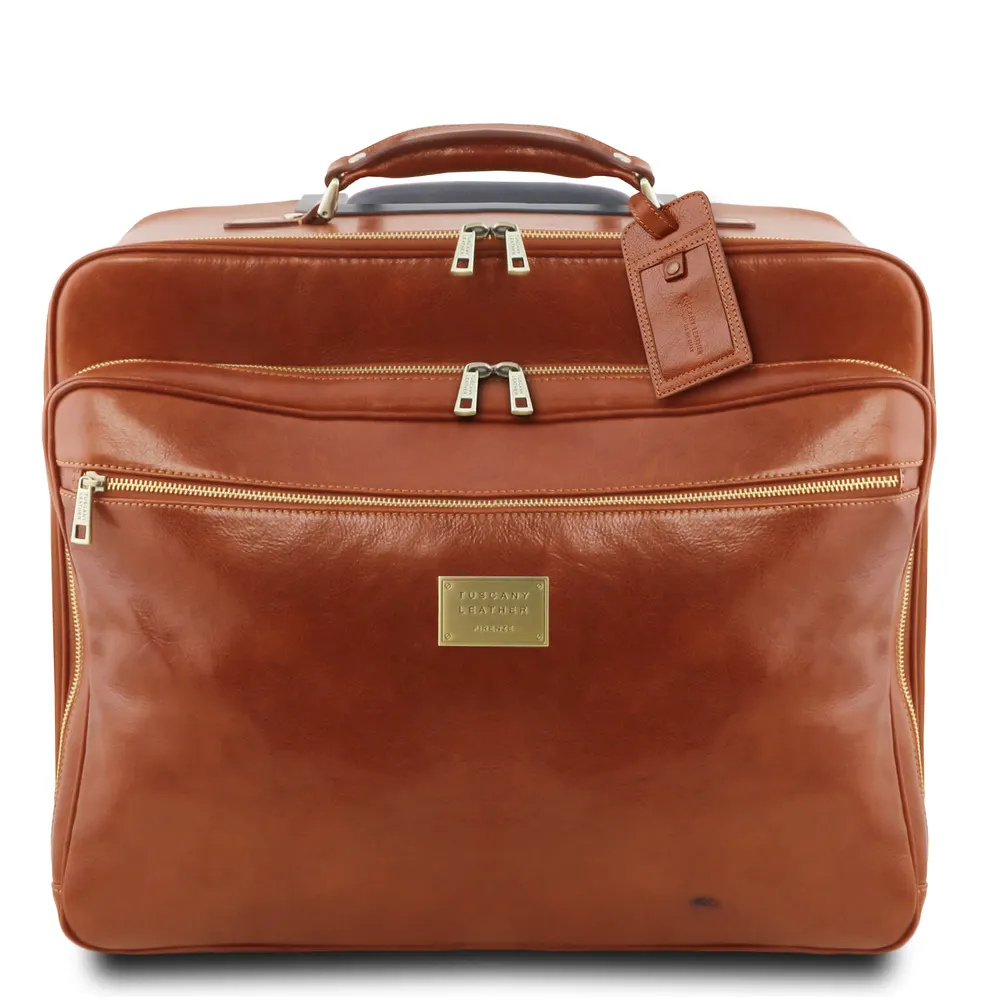 Varsavia Leather pilot case with two wheels