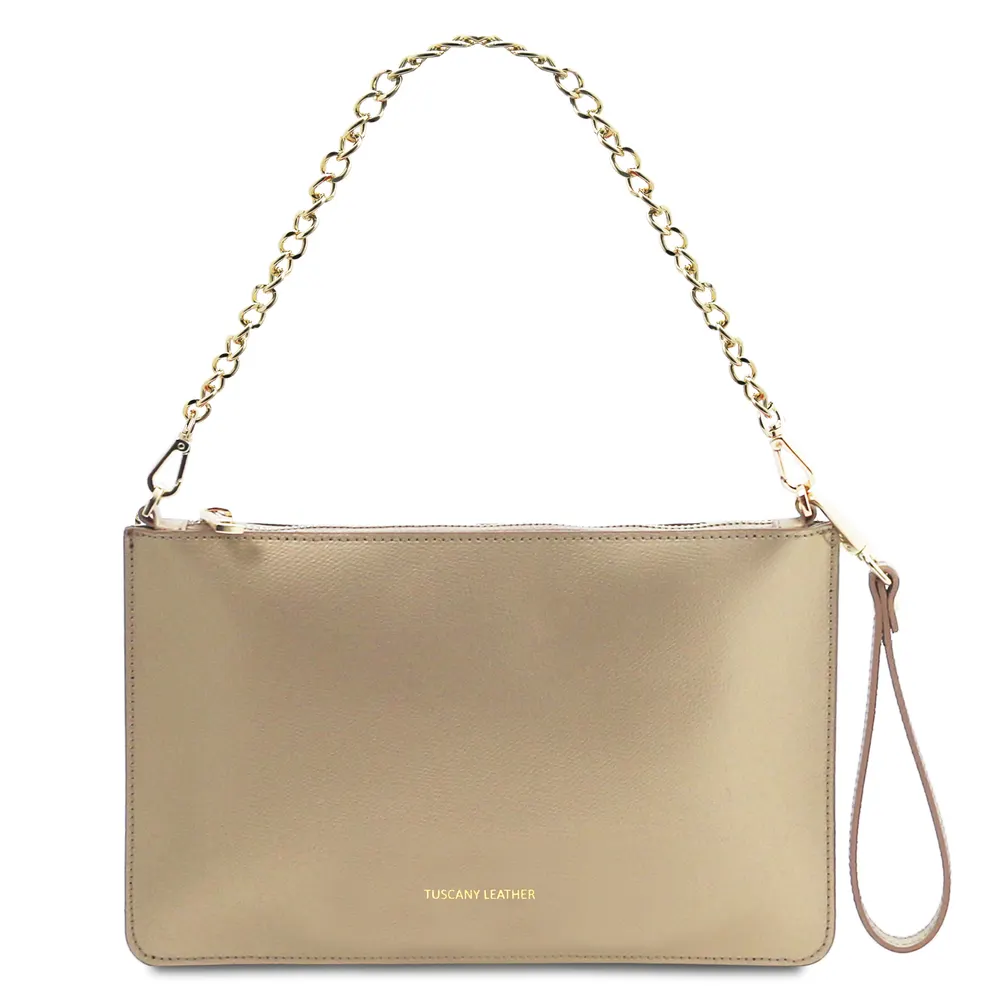 TL Bag Leather clutch with chain strap