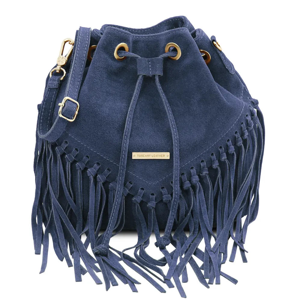 TL Bag Suede leather fringe bucket bag