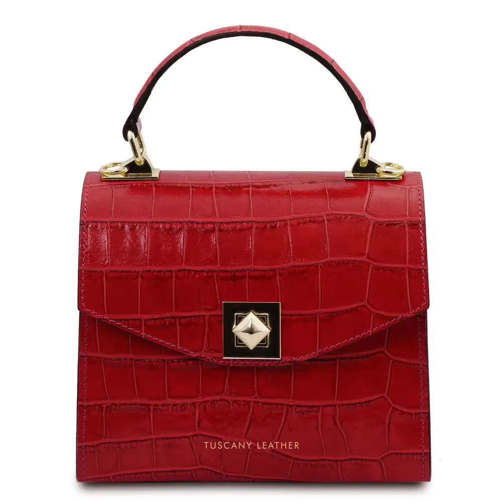 Atena Croc print leather handbag