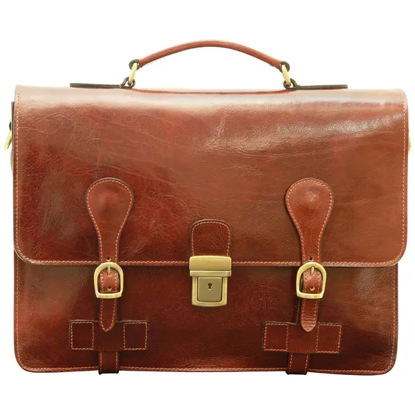 Leather Briefcase with buckle closures