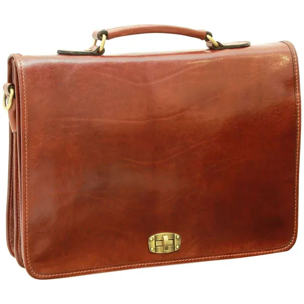 Cowhide Leather Full length Flap Briefcase