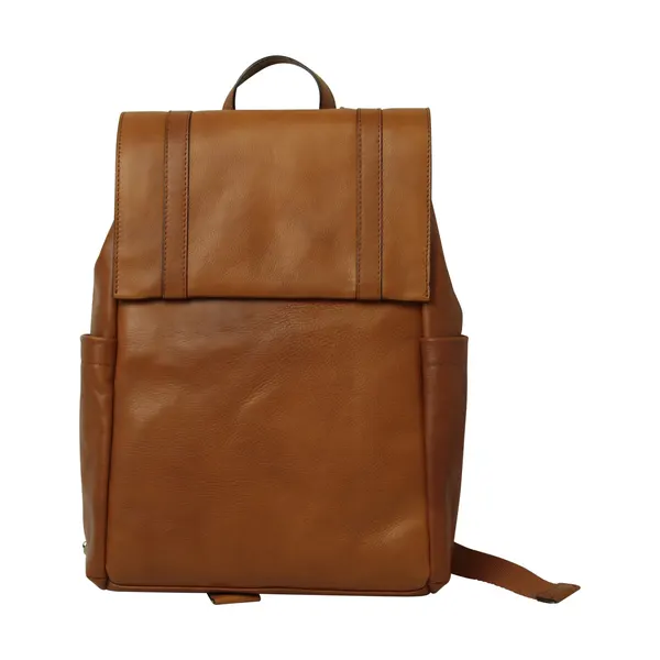 Leather Laptop Backpack with Trolley Strap