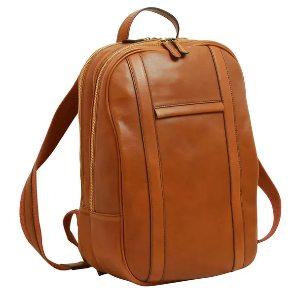 Soft Calfskin Leather Laptop Backpack with backside troller strap