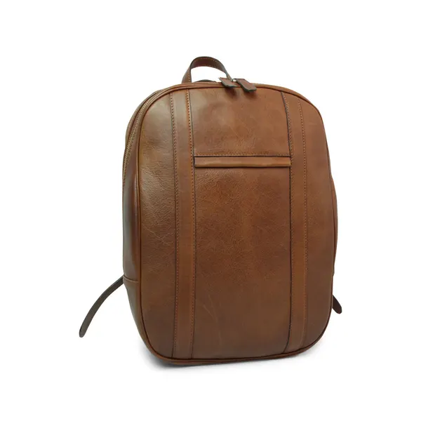 Soft Calfskin Leather Laptop Backpack with backside troller strap