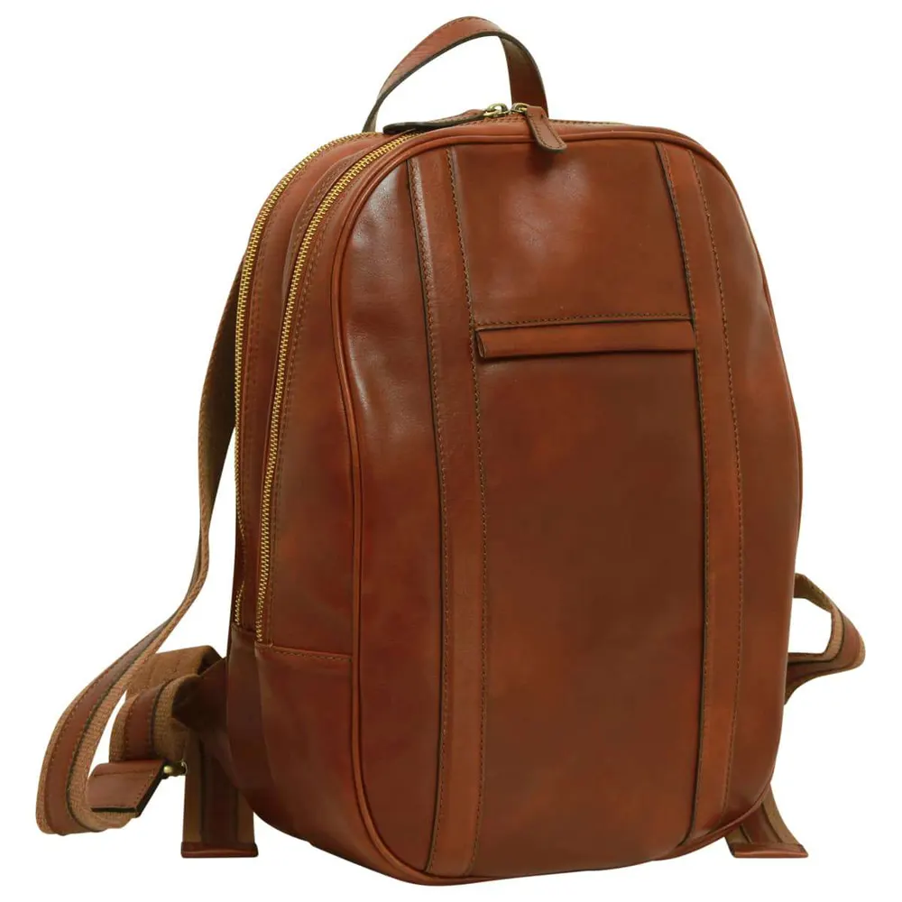 Soft Calfskin Leather Laptop Backpack - Mahogany Brown