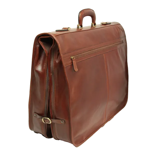 Full grain leather garment bag