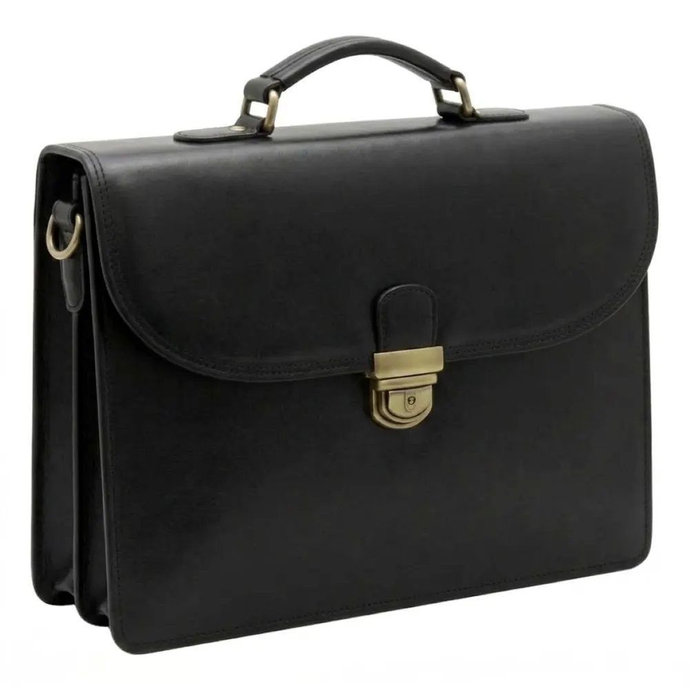 Vachetta Leather Briefcase - Black
