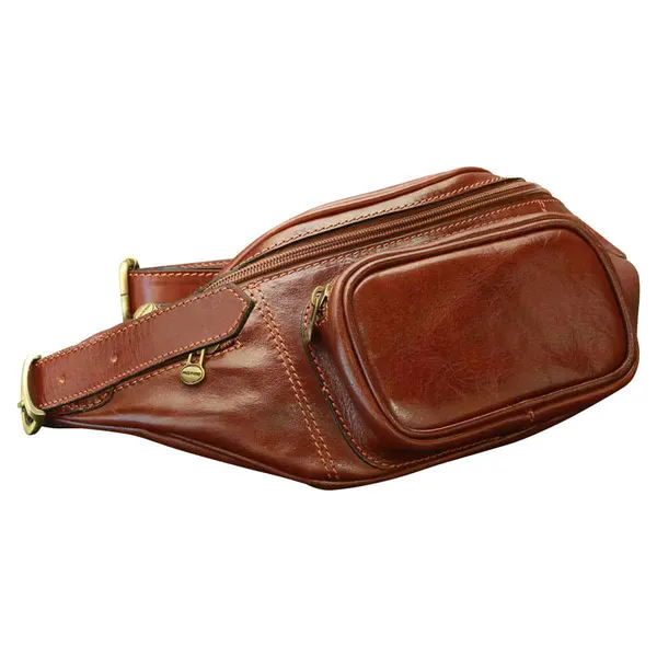 Handmade Leather Belt Bag in Italian Leather - Brown