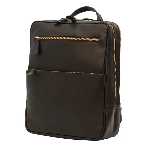 Leather backpack with trolley strap