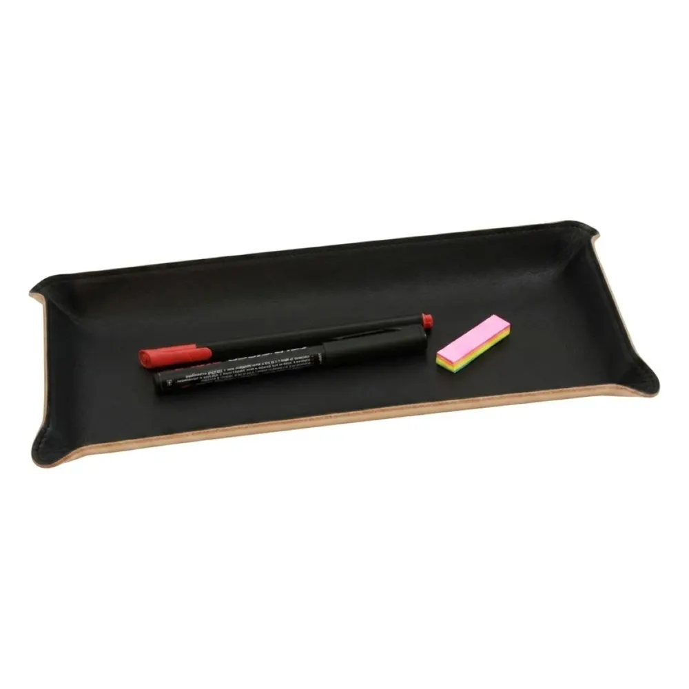 Leather desk tray - black