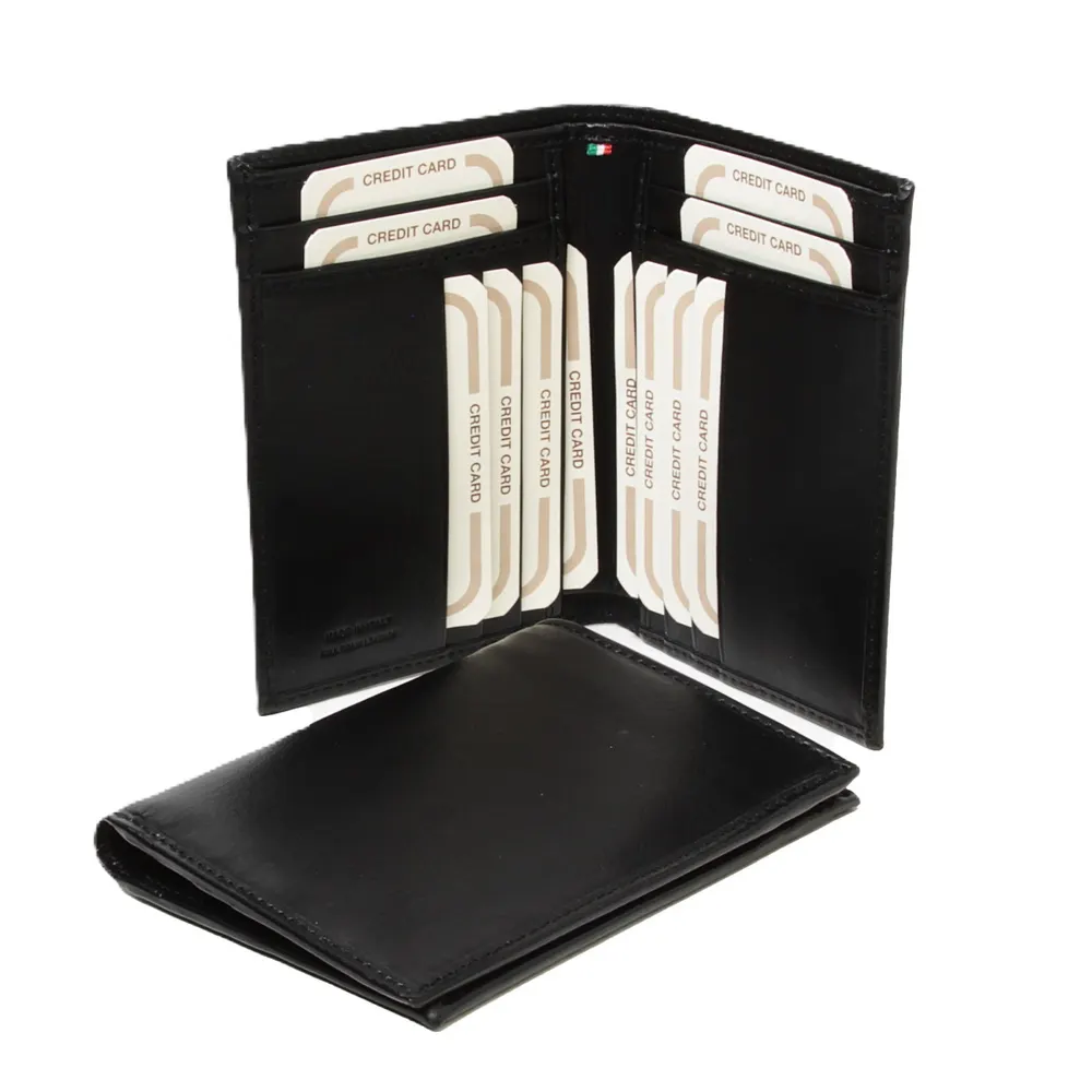 LEATHER CARD HOLDER WITH RFID-BLACK