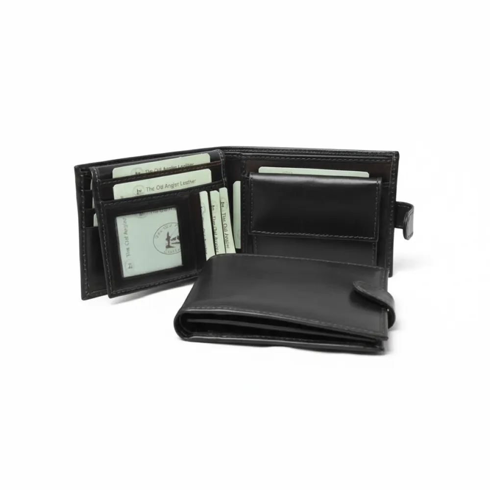 Leather Bifold Wallet  - Black with RFID   